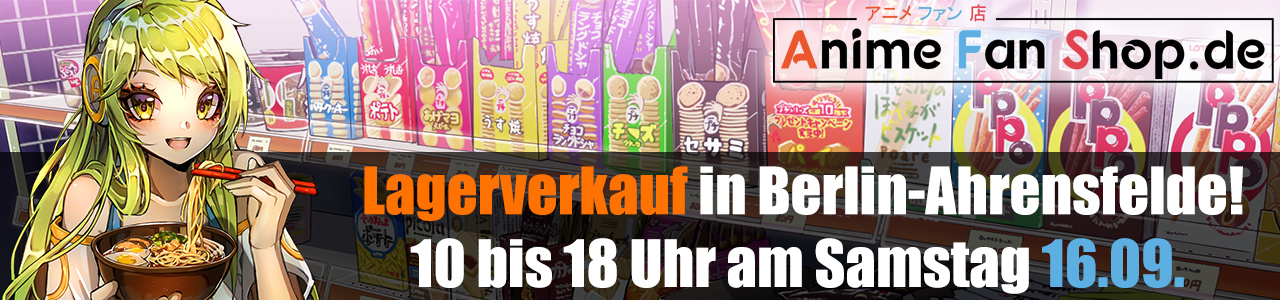 AnimeFanShop.de lädt zum Lagerverkauf am 16. September von 10 bis 18 Uhr in Ahrensfelde bei Berlin ein.