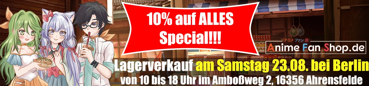 AnimeFanShop.de lädt am 16.08. zum Lagerverkauf in Ahrensfelde bei Berlin ein. Mit 10% auf ALLES Special!