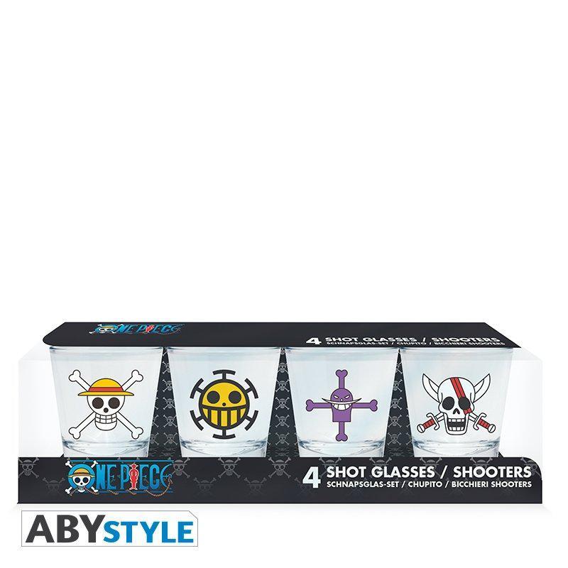 Preview: One Piece -Strohhut-Piraten - Heart-Piraten - Whitebeard-Piraten - Rothaar-Piraten - Premium Schnapsgläser 4er Set 