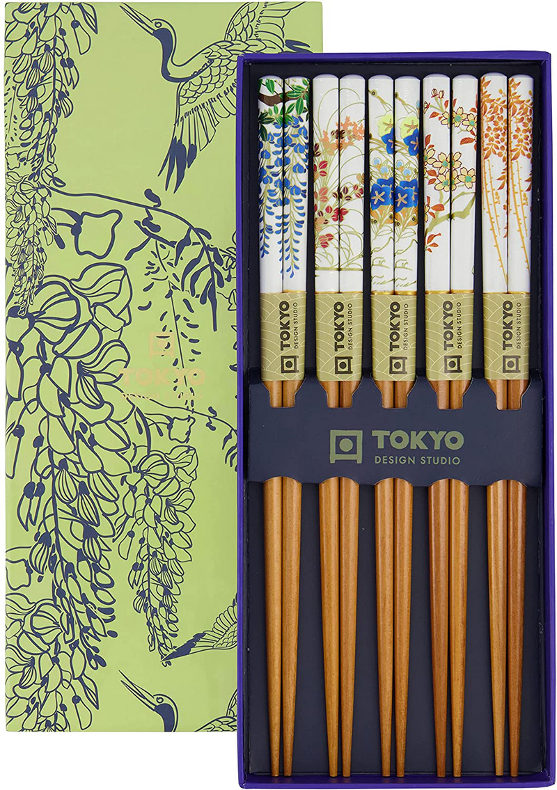 Edles Essstäbchen-Set im Blumen-Design aus Bambus von Tokyo Design Studio