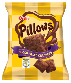 Pillows - Weizenkissen Snack mit Schokoladen Füllung von Oishi