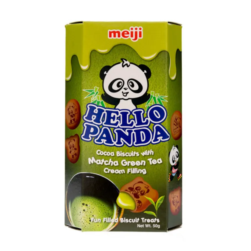 Meiji Hello Panda Matcha Green Tea Cream Biscuits