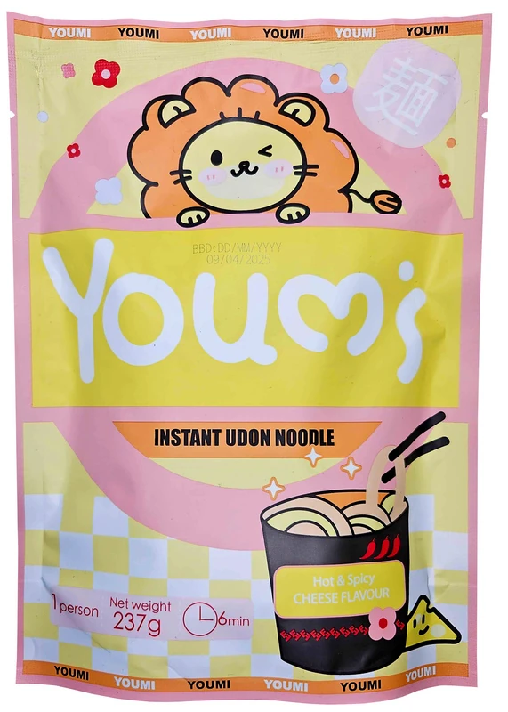 Instant-Nudeln - Udon-Nudeln - Hot & Spicy Cheese Flavour von Youmi