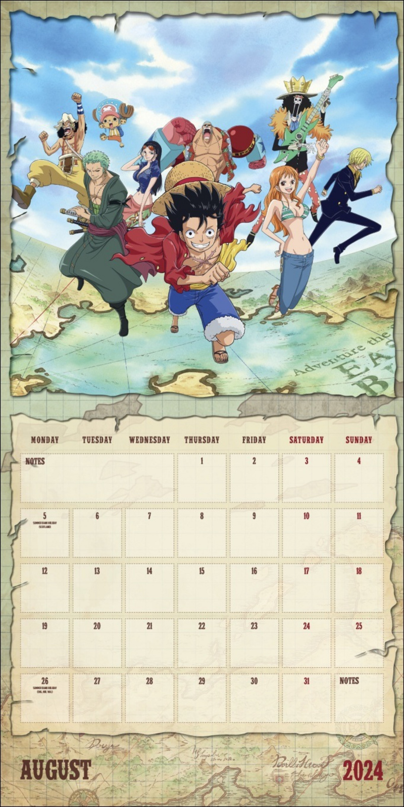 Calendar 2024 One Piece Anime, calendário de animes 2024 
