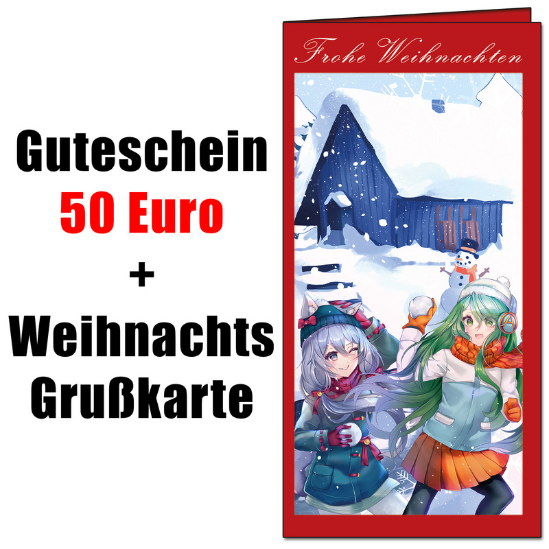 Gutschein - 50 Euro - mit Anime Weihnachtsgrußkarte