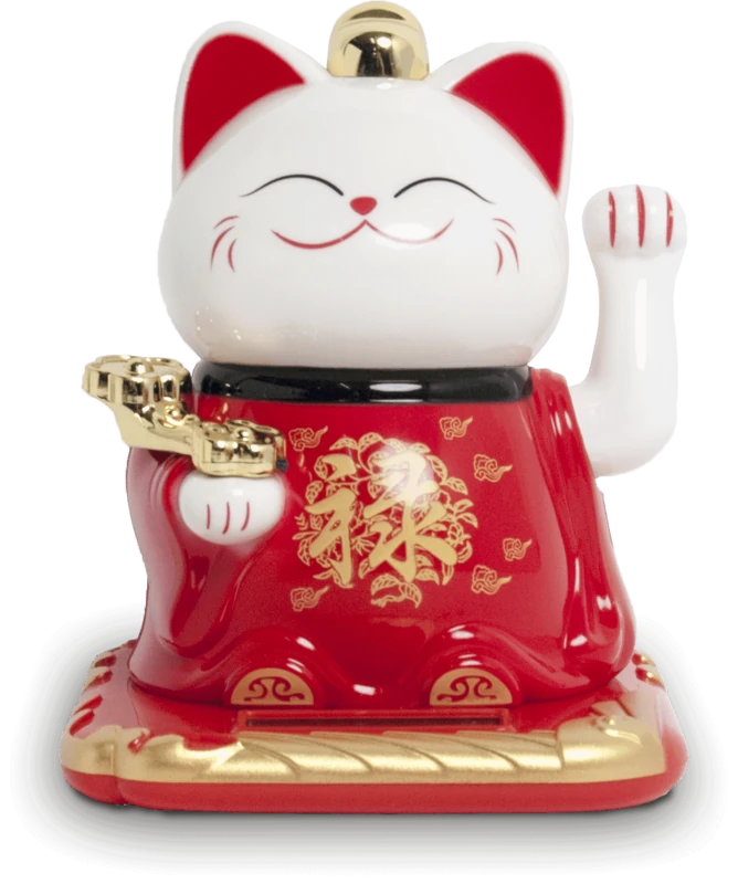 Elektrische Winke Katze groß rot | Lucky Cat Lok