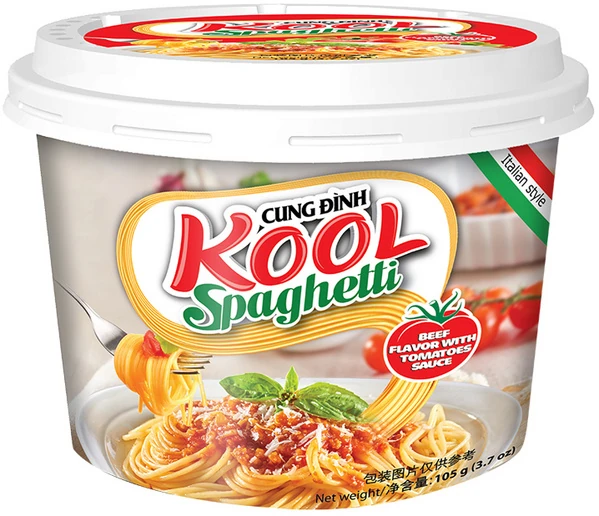 Cup-Nudeln - Vietnamesische Spaghetti mit Tomatensauce & Rindfleisch - Big Bowl von KOOL Cup-Nudeln - Vietnamesische Spaghetti mit Tomatensauce & Rindfleisch - Big Bowl von KOOL