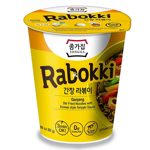 Cup-Nudeln - Rabokki Ganjang / Teriyaki (Gebraten) von Jongga Cup-Nudeln - Rabokki Ganjang / Teriyaki (Gebraten) von Jongga