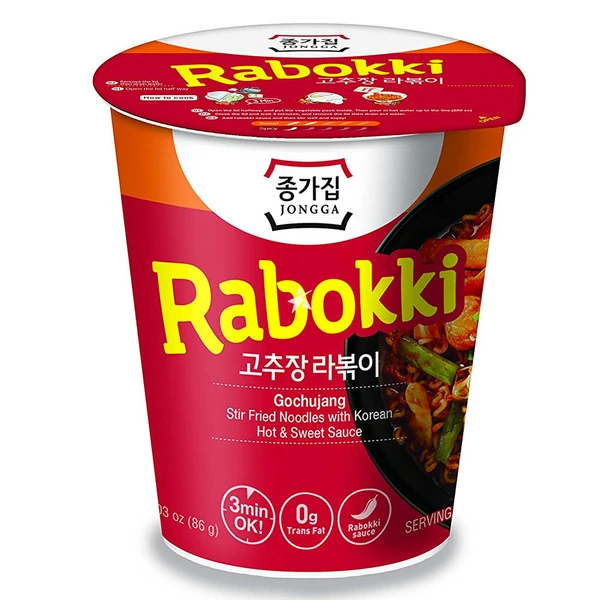 Cup-Nudeln - Rabokki Gochujang (Gebraten) von Jongga Cup-Nudeln - Rabokki Gochujang (Gebraten) von Jongga