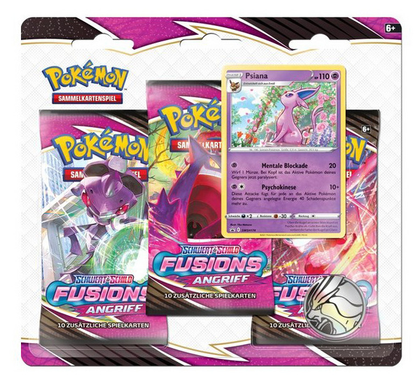 Pokémon TCG - 3-Pack-Blister - Evoli/ Psiana - Fusions Angriff - Sammelkartenspiel, deutsch