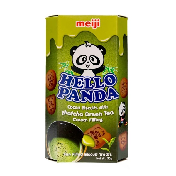 Meiji Hello Panda Matcha Green Tea Cream Biscuits