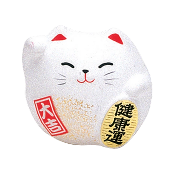 Japanische Winkekatze / Maneki-neko - Weiß - Glücksbringer für Gesundheit von Tokyo Design Studio