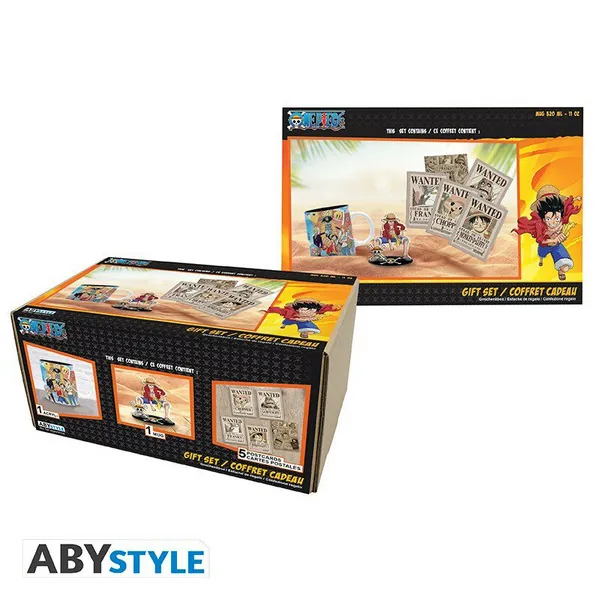 "Ruffy" - Geschenk-Set - One Piece - 320 ml Tasse + Acrylaufsteller + Postkarten - AbyStyle