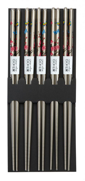 Essstäbchen-Set aus Edelstahl - Blumen-Design von Tokyo Design Studio