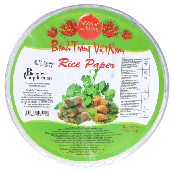 Reispapier 22cm für Frühlings- und Sommerrollen von Ngon Ngon