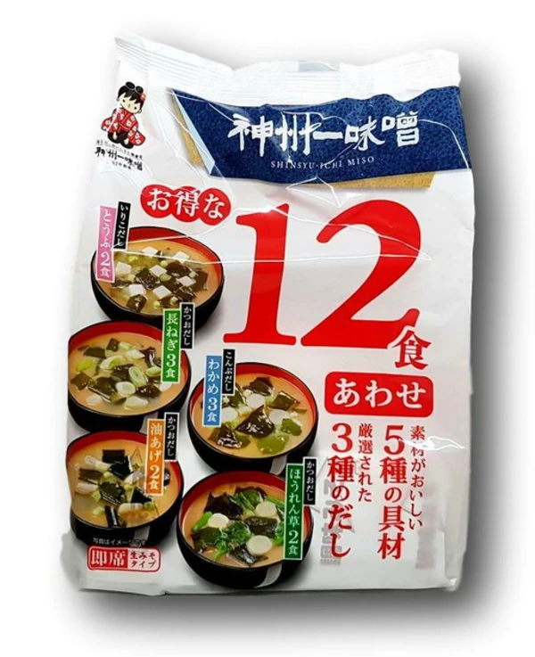 Miso Suppe mit 5 verschiedenen Geschmacksrichtungen von Shinsyuichi (12 Portionen) Miso Suppe mit 5 verschiedenen Geschmacksrichtungen von Shinsyuichi (12 Portionen)