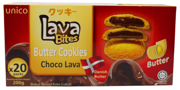 Lava Bites Dänische Butterkekse mit flüssigen Schokokern von UNICO