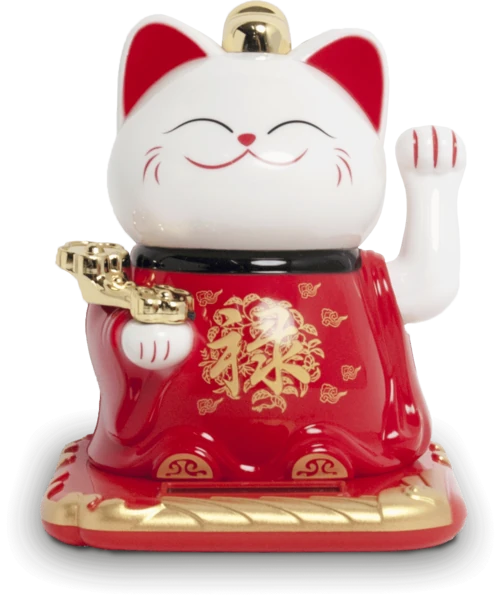 Elektrische Winke Katze groß rot | Lucky Cat Lok