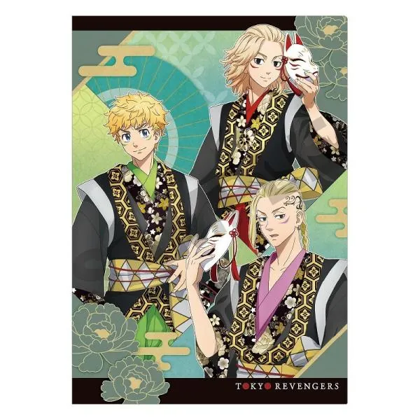 Mikey / Manjiro Sano, Takemichi Hanagaki & Draken / Ken Ryuguji - Tokyo Revengers (Festival Green Version) - Clear File / Aktenhülle A4 - Crux